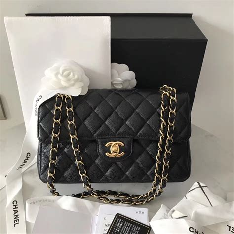 carviar beige blak chanel bag|small black chanel handbag.